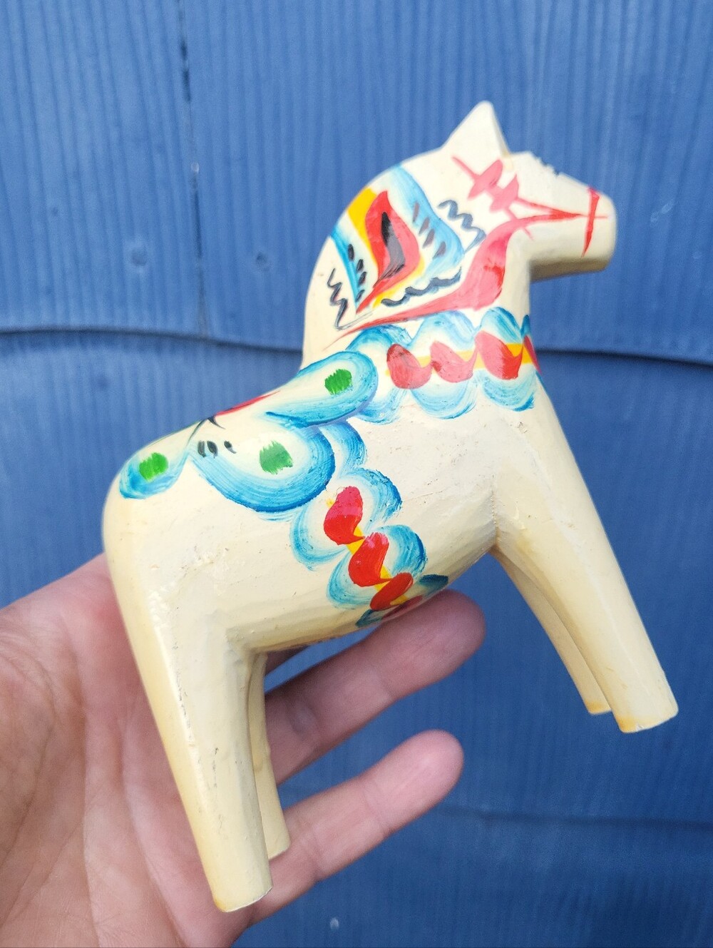 Vintage Swedish Dala Wooden Folk Art Horse Scandanavian Decor